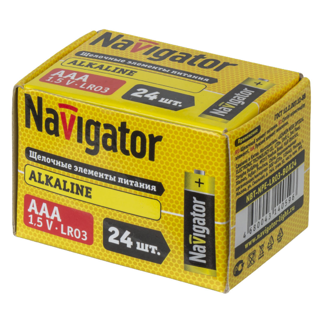 Батарейка NAVIGATOR ААА алкалиновая 1,5В 24шт
